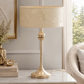 Brilagi - Lampe de table SAPHIRE 1xE27/15W/230V crème/dorée/patinée