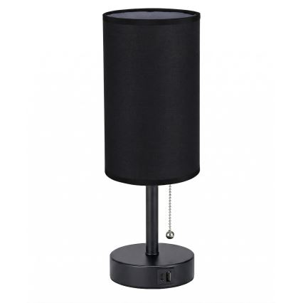 Brilagi - Lampe de table TABLON avec port USB 1x E27/25W/230V, noire
