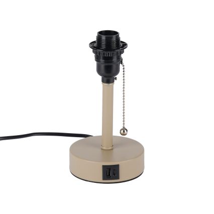Brilagi - Lampe de table TABLON avec port USB 1xE27/25W/230V beige/noir