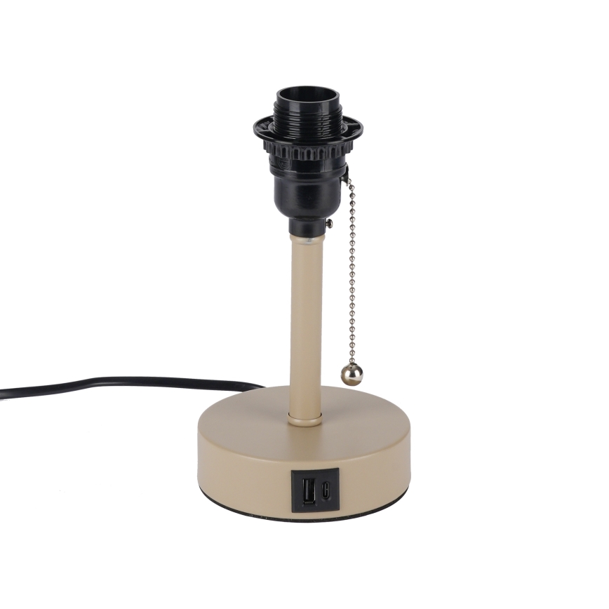 Brilagi - Lampe de table TABLON avec port USB 1xE27/25W/230V beige/noir