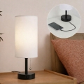 Brilagi - Lampe de table TABLON avec port USB 1xE27/25W/230V noire/blanche