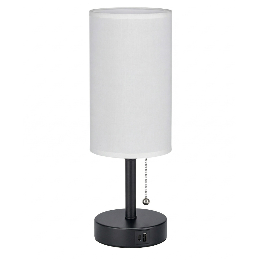 Brilagi - Lampe de table TABLON avec port USB 1xE27/25W/230V noire/blanche