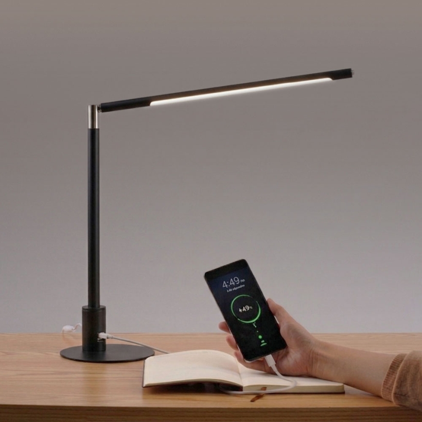 Brilagi - Lampe de bureau tactile et dimmable à LED avec ports USB VARIO LED/7W/230V 3000–6500K CRI 96, noir