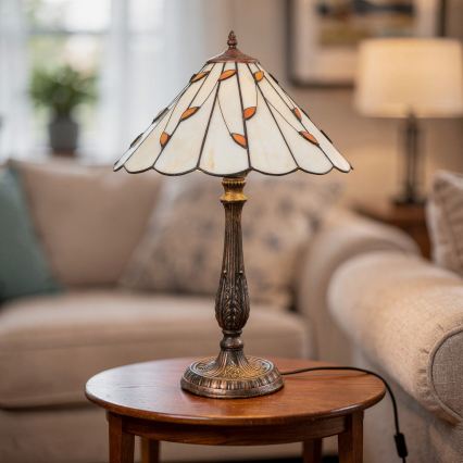 Brilagi - Lampe de table Tiffany en vitrail FOLIA 2xE27/60W/230V