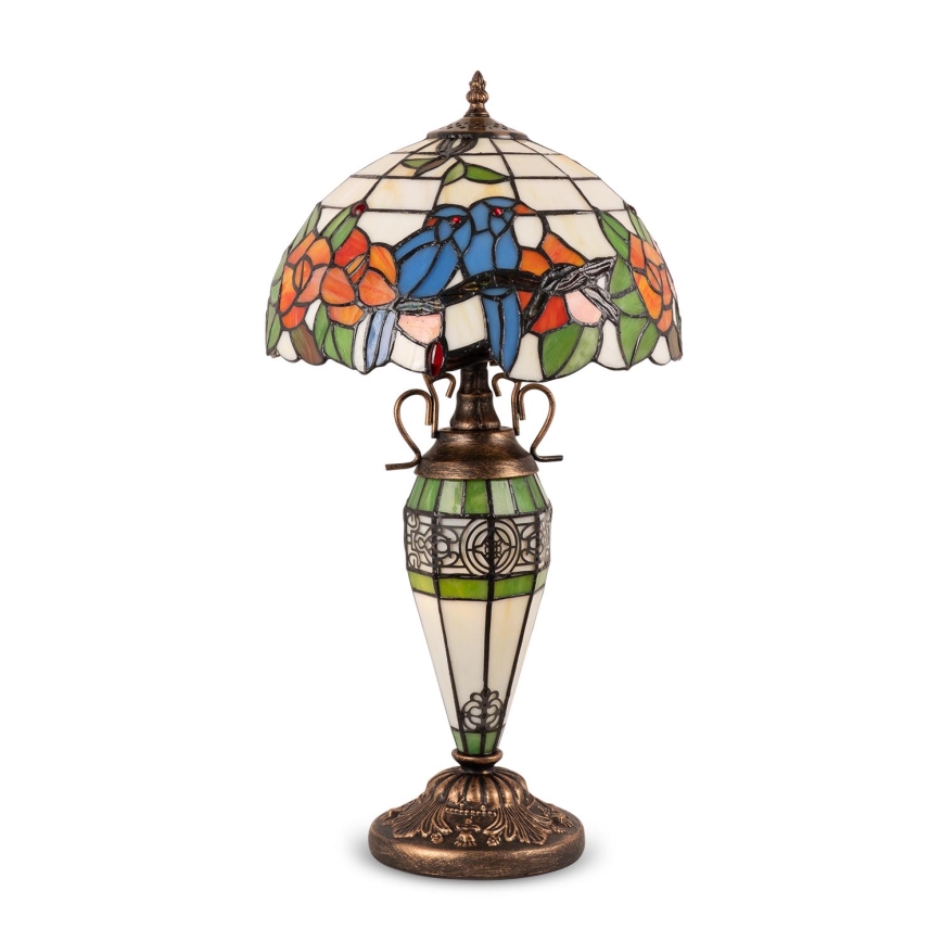 Brilagi - Lampe de table Tiffany en vitrail JUNGLE 1xE27/60W/230V + 1xE14/40W