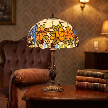 Brilagi - lampe de table Tiffany en vitrail JUNGLE 2xE27/60W/230V