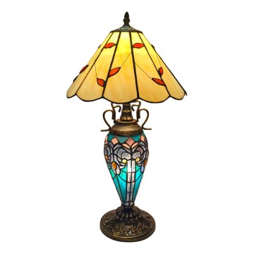 Brilagi - Lampe de table Tiffany FOLIA en vitrail 1xE27/60W/230V + 1xE14/40W