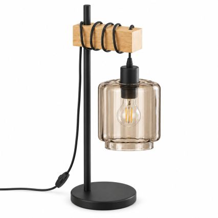 BRILAGI - Lampe de table WOOD GLASS 1xE27/40W/230V marron/noir/beige fumé
