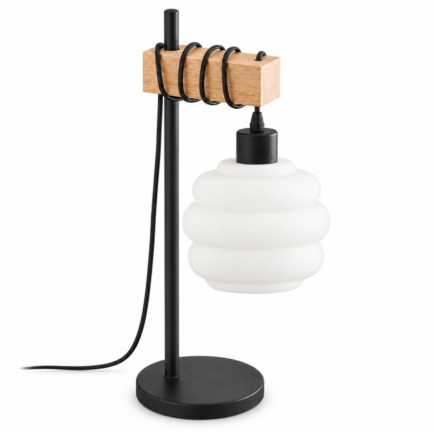 BRILAGI - Lampe de table WOOD GLASS 1xE27/40W/230V marron/noir/blanc