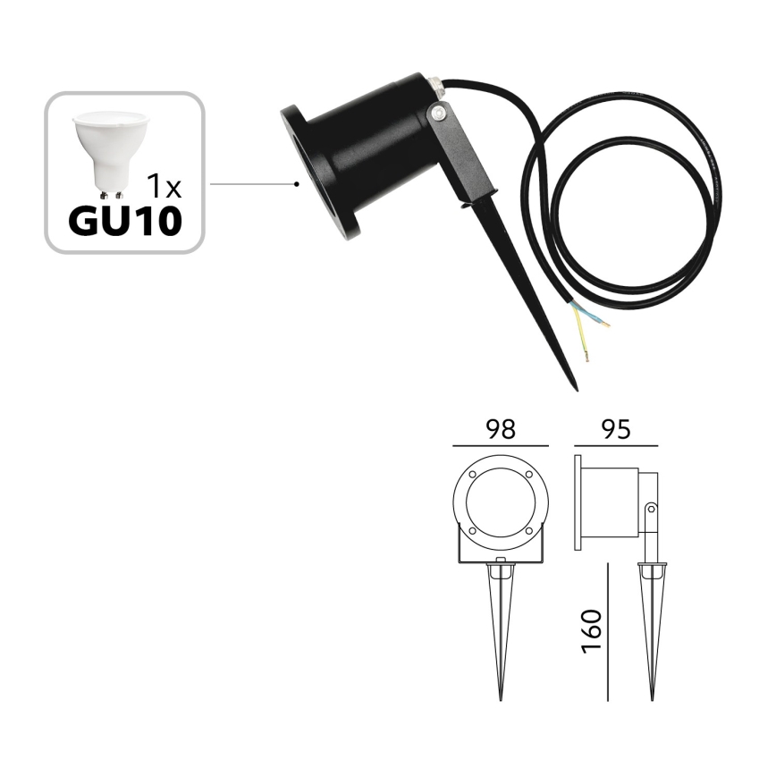 BRILAGI - Lampe d'extérieur TERRA 1xGU10/50W/230V IP65 noire