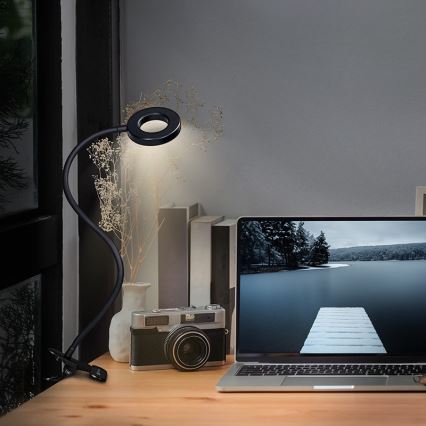Brilagi - Lampe LED dimmable avec clip ORBELA LED/8W/230V 3000/4000/5000K noire