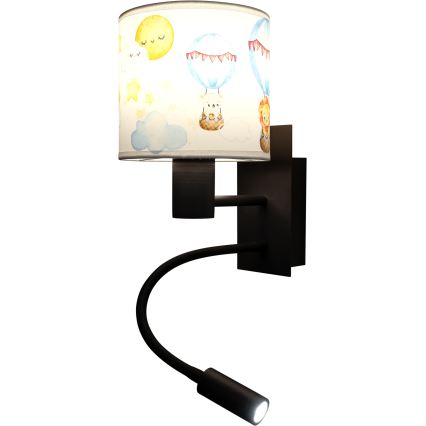 Brilagi - Applique murale flexible LED pour enfants BOBO 1xE27/25W/230V + LED/3W noir/blanc/motifs animaux