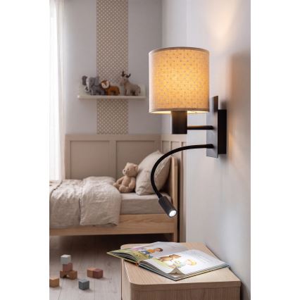 Brilagi - Lampe murale LED flexible BOBO 1xE27/25W/230V + LED/3W noir/beige/à pois