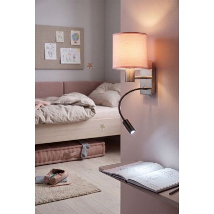 Brilagi - Lampe murale LED flexible BOBO 1xE27/25W/230V + LED/3W chrome mat/rose