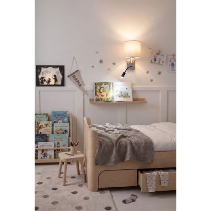 Brilagi - Applique murale LED flexible BOBO 1xE27/25W/230V + LED/3W chrome mat/beige/à pois