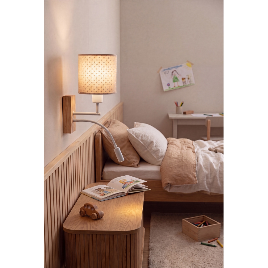 Brilagi - Applique murale LED orientable pour enfants BOBO WOOD 1xE27/25W/230V + LED/3W chêne/blanc/beige/à pois