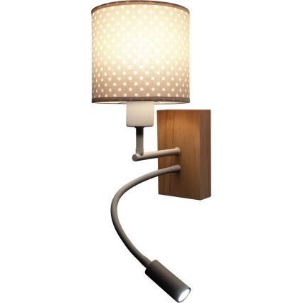 Brilagi - Applique murale LED orientable pour enfants BOBO WOOD 1xE27/25W/230V + LED/3W chêne/blanc/beige/à pois