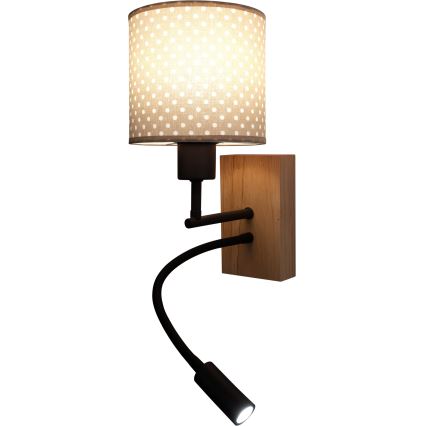 Brilagi - Applique murale LED flexible pour enfants BOBO WOOD 1xE27/25W/230V + LED/3W chêne/noir/beige/à pois