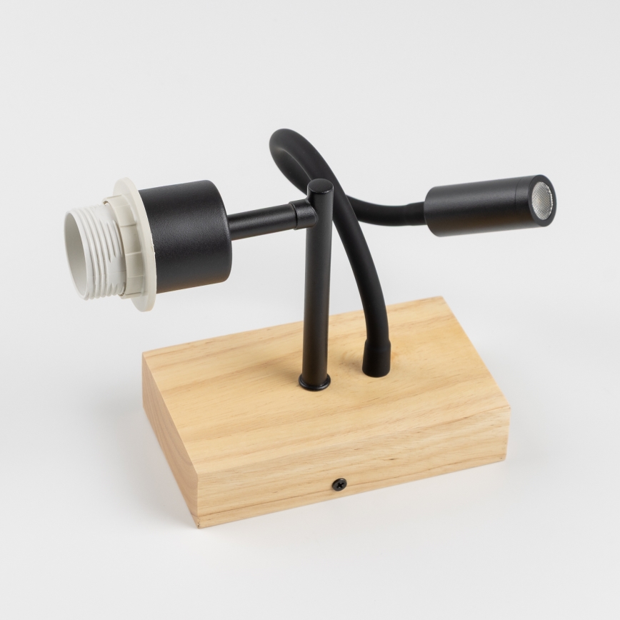 Brilagi - Lampe murale LED flexible pour enfant BOBO WOOD 1xE27/25W/230V + LED/3W chêne/noir/blanc/à motif lapins
