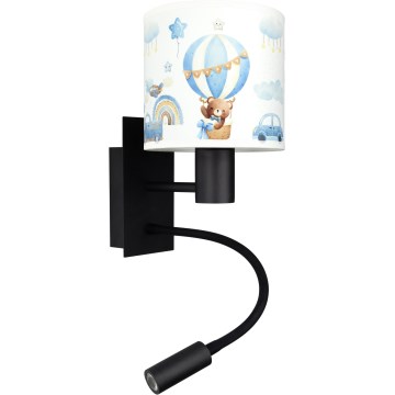 Brilagi - Lampe murale flexible LED pour enfants BOBO 1xE27/25W/230V + LED/3W noire/blanche/bleue/avec motif oursons