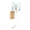 Brilagi - Lampe murale flexible LED pour enfants BOBO WOOD 1xE27/25W/230V + LED/3W chêne/blanc/bleu/oursons
