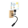 Brilagi - Lampe murale flexible LED pour enfants BOBO WOOD 1xE27/25W/230V + LED/3W chêne/noir/blanc/motifs d