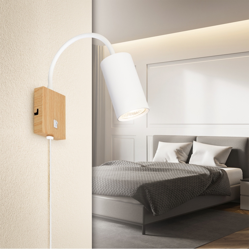 Brilagi - Lampe murale flexible SELE 1xGU10/30W/230V blanche/décor chêne