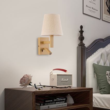 Brilagi - Lampe murale LED DEYA 1xE14/40W/230V + LED/3W lin/doré