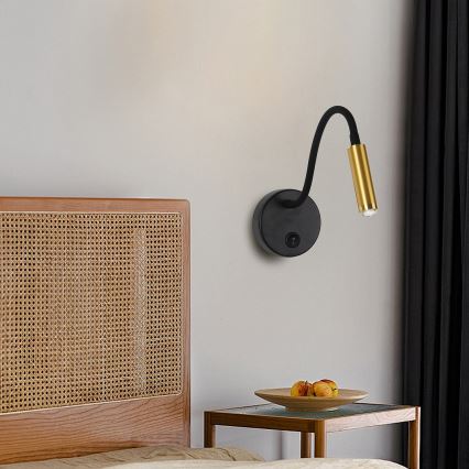 Brilagi - Lampe murale flexible à intensité variable LED MAYA 1xG9/4W/230V noir/doré 2700-6500K Wi-Fi Tuya