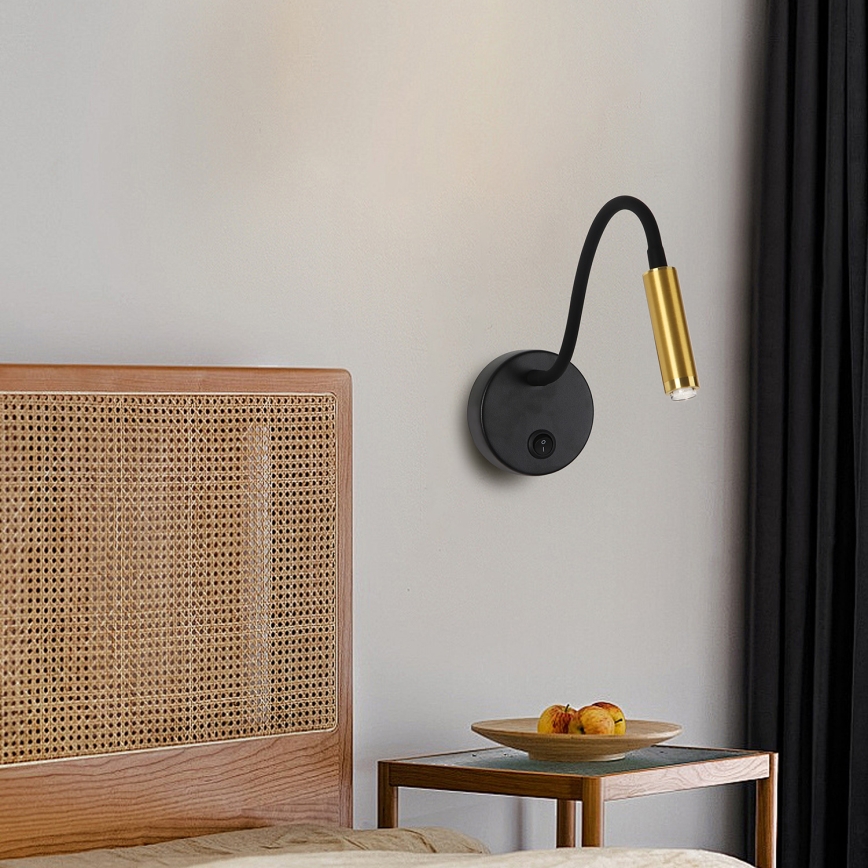 Brilagi - Lampe murale flexible à intensité variable LED MAYA 1xG9/4W/230V noir/doré 2700-6500K Wi-Fi Tuya