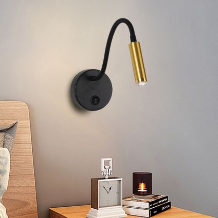 Brilagi - Lampe murale flexible à intensité variable LED MAYA 1xG9/4W/230V noir/doré 2700-6500K Wi-Fi Tuya