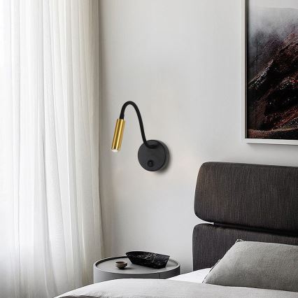 Brilagi - Lampe murale flexible à intensité variable LED MAYA 1xG9/4W/230V noir/doré 2700-6500K Wi-Fi Tuya