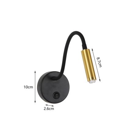 Brilagi - Lampe murale flexible à intensité variable LED MAYA 1xG9/4W/230V noir/doré 2700-6500K Wi-Fi Tuya