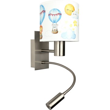 Brilagi - Lampe murale LED flexible pour enfants BOBO 1xE27/25W/230V + LED/3W chrome mat/blanc/à motifs d'animaux