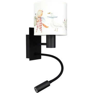 Brilagi - Lampe murale LED flexible pour enfants BOBO 1xE27/25W/230V + LED/3W noir/blanc/motifs animaux