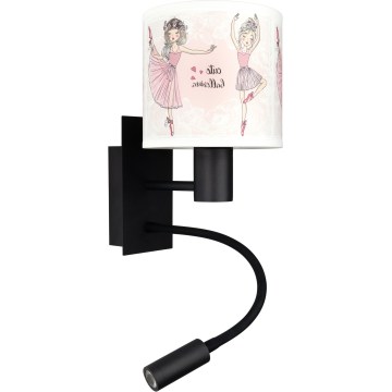 Brilagi - Lampe murale LED flexible pour enfants BOBO 1xE27/25W/230V + LED/3W noir/blanc/rose/chaussons de ballet