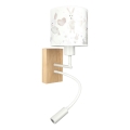 Brilagi - Lampe murale LED flexible pour enfants BOBO WOOD 1xE27/25W/230V + LED/3W chêne/blanc/lapins