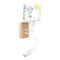 Brilagi - Lampe murale LED flexible pour enfants BOBO WOOD 1xE27/25W/230V + LED/3W chêne/blanc/motifs animaux