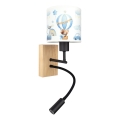 Brilagi - Lampe murale LED flexible pour enfants BOBO WOOD 1xE27/25W/230V + LED/3W chêne/noir/blanc/bleu/oursons