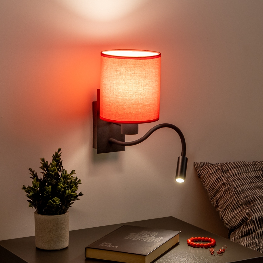 Brilagi - Applique murale LED flexible NUBILA 1xE27/25W/230V + LED/3W noir/rouge