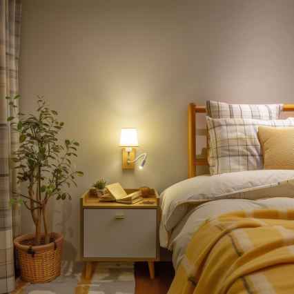 Brilagi - Applique murale LED flexible NUBILA WOOD 1xE27/25W/230V + LED/3W chêne/crème