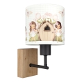 Brilagi - Lampe murale pour enfants BOBO WOOD 1xE27/25W/230V chêne/noir/blanc/rose/fées