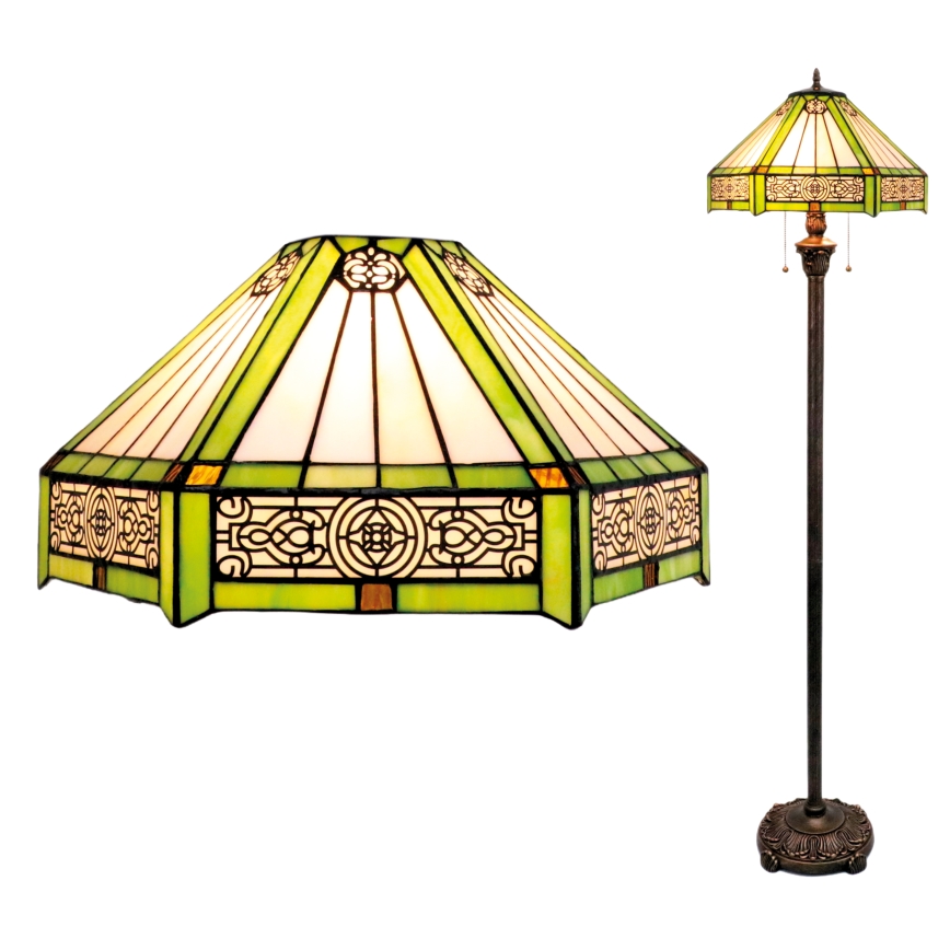 BRILAGI - Lampe sur pied Tiffany en vitrail EMERALD 2xE27/60W/230V