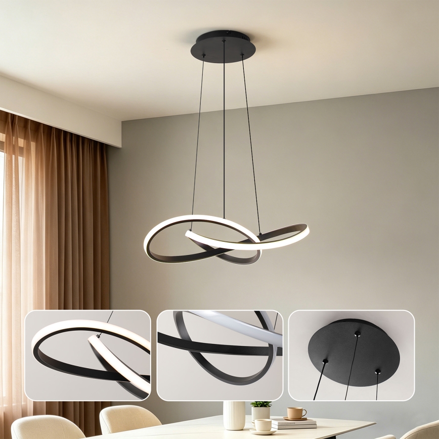 Brilagi - Suspension LED dimmable sur câbles INFINITY LED/55W/230V 3000-6000K 50x50 cm noir + télécommande