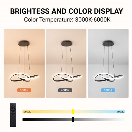 Brilagi - Suspension LED dimmable sur câbles INFINITY LED/55W/230V 3000-6000K 50x50 cm noir + télécommande