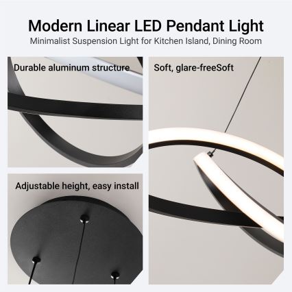 Brilagi - Suspension LED dimmable sur câbles INFINITY LED/55W/230V 3000-6000K 50x50 cm noir + télécommande