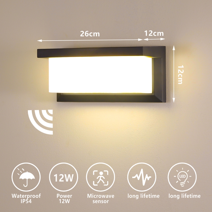 Brilagi - LED Applique da esterno con sensore BRICKY LED/12W/230V antracite IP54