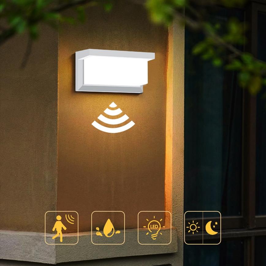 Brilagi - LED Applique da esterno con sensore BRICKY LED/12W/230V bianco IP54