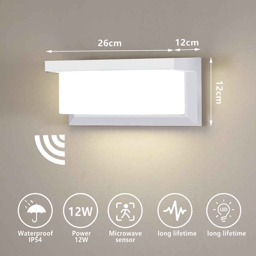 Brilagi - LED Applique da esterno con sensore BRICKY LED/12W/230V bianco IP54
