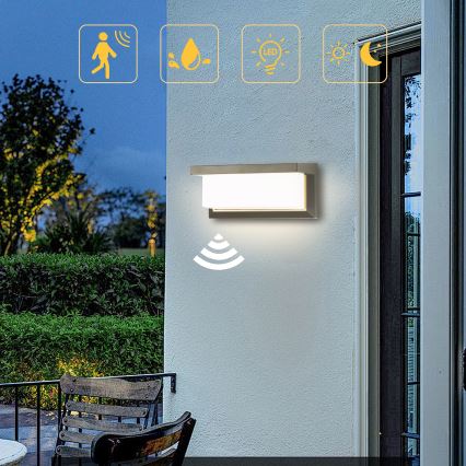 Brilagi - LED Applique da esterno con sensore BRICKY LED/12W/230V grigio IP54